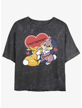 Disney Bambi Thumper Loves Miss Bunny Twitterpated Mineral Wash Girls Crop T-Shirt, , hi-res
