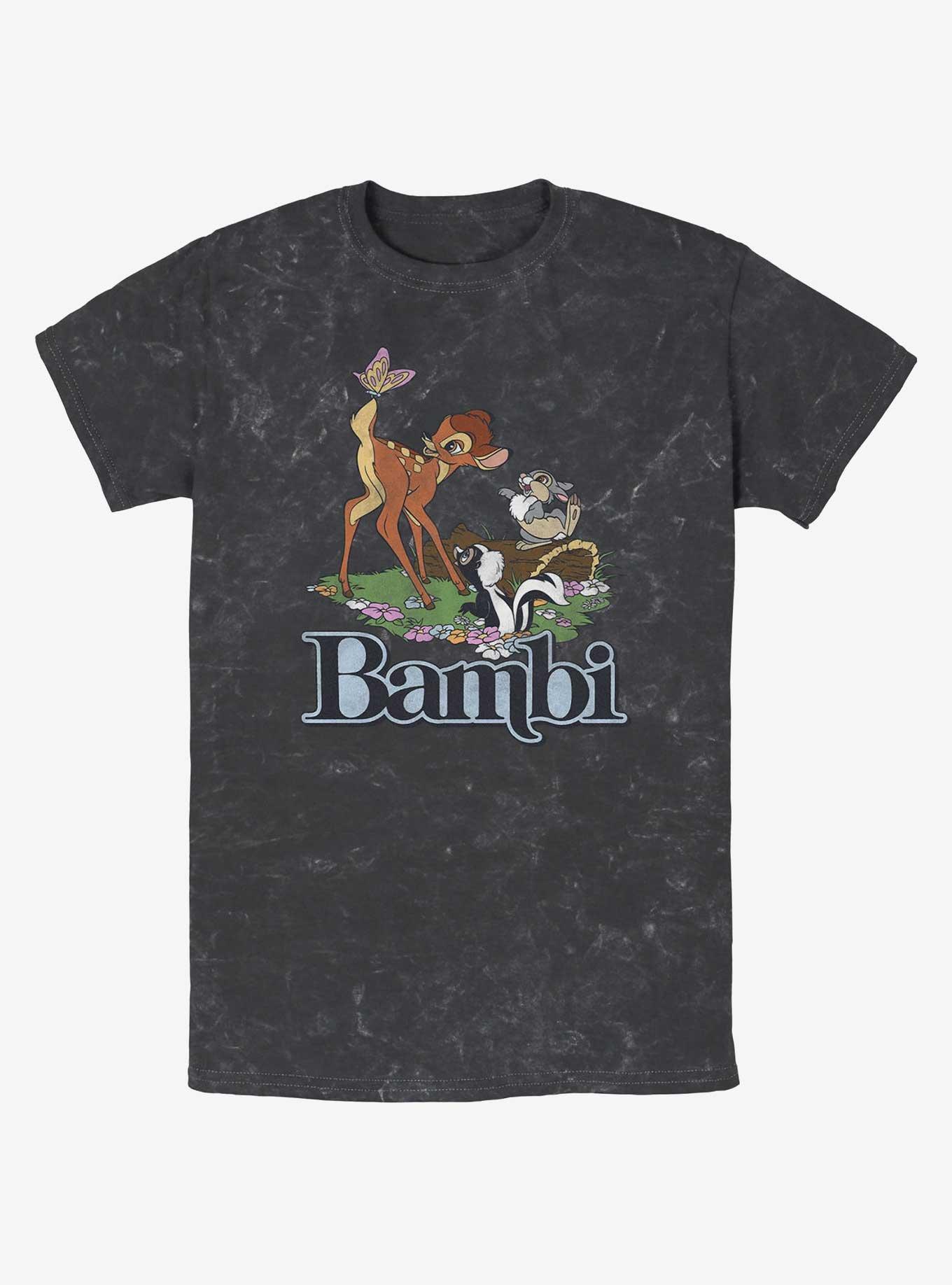 Disney Bambi Forest Friends Logo Mineral Wash T-Shirt, BLACK, hi-res