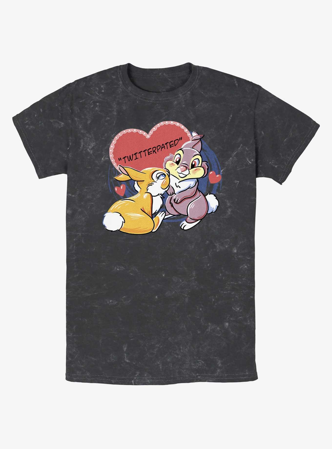 Disney Bambi Thumper Loves Miss Bunny Twitterpated Mineral Wash T-Shirt, BLACK, hi-res