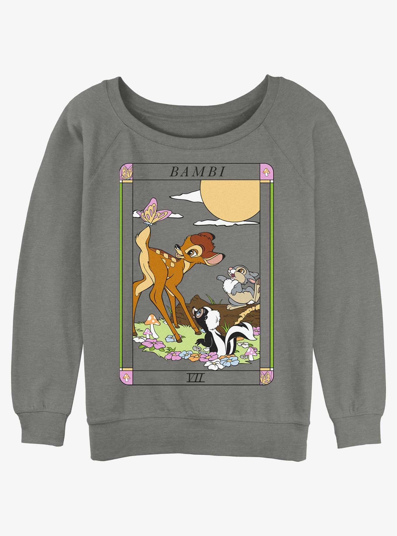 Disney Bambi and Friends Flower & Thumper Card Girls Slouchy Sweatshirt, GRAY HTR, hi-res