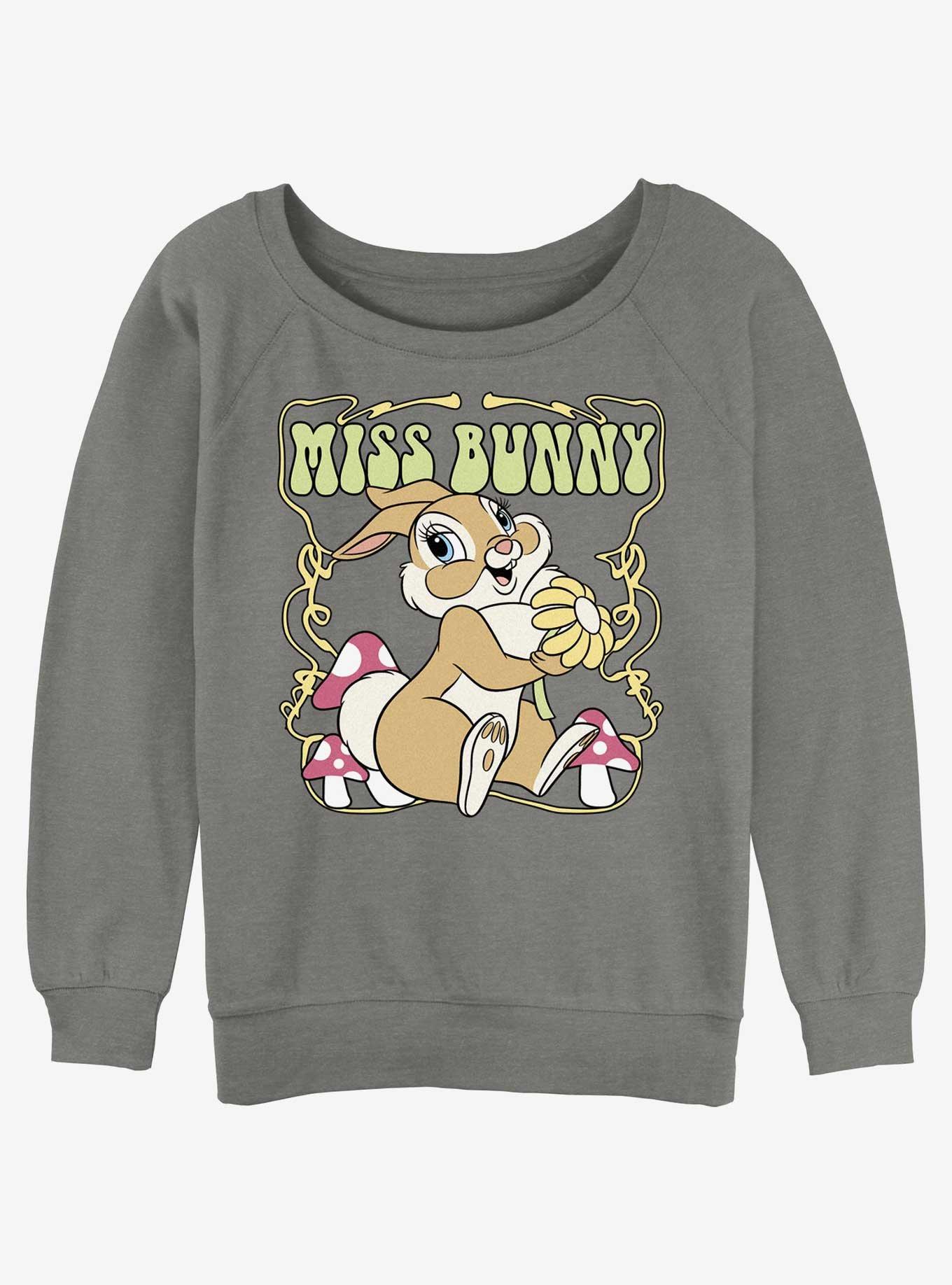 Disney Bambi Miss Bunny Girls Slouchy Sweatshirt, GRAY HTR, hi-res