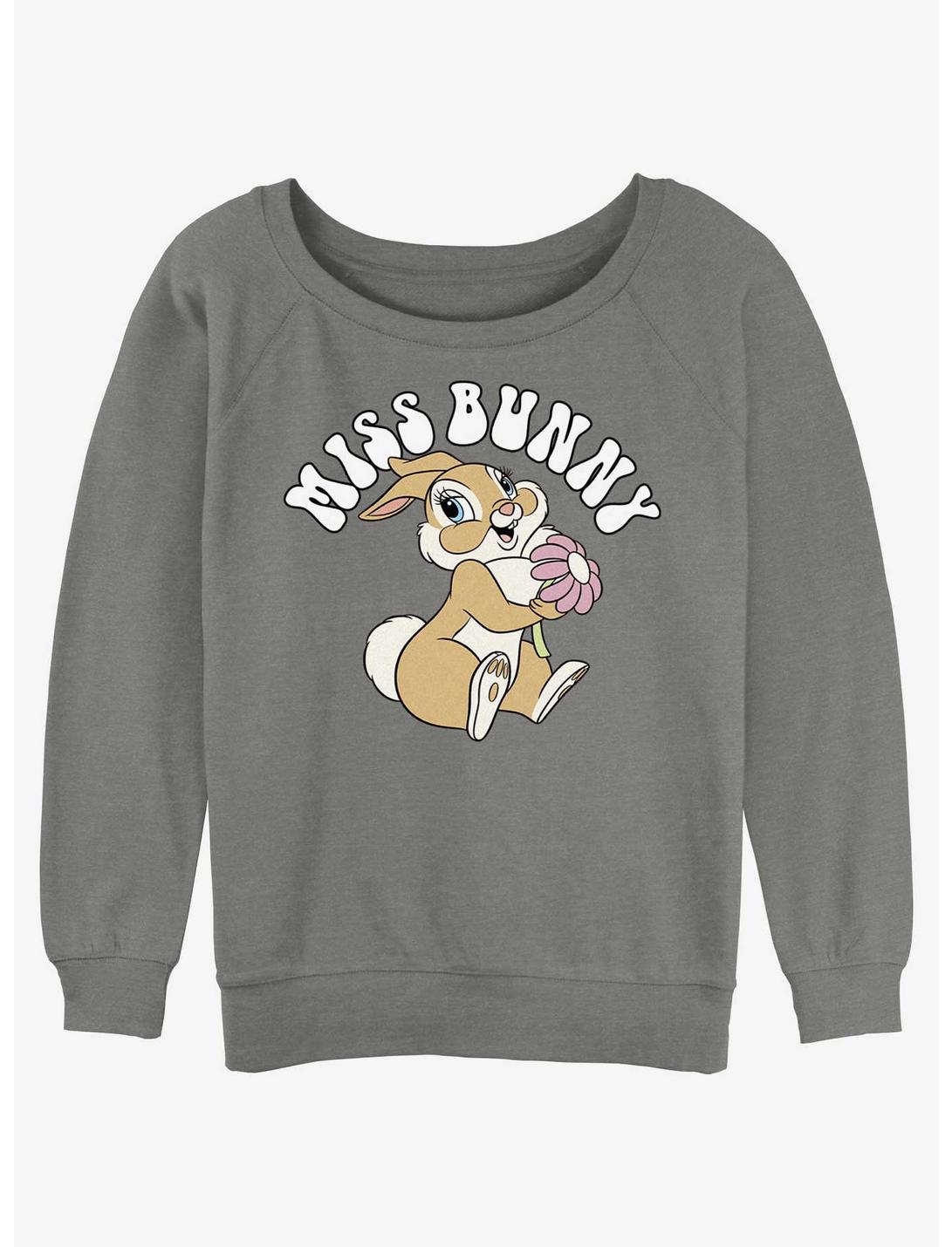 Disney Bambi Miss Bunny Retro Girls Slouchy Sweatshirt, GRAY HTR, hi-res