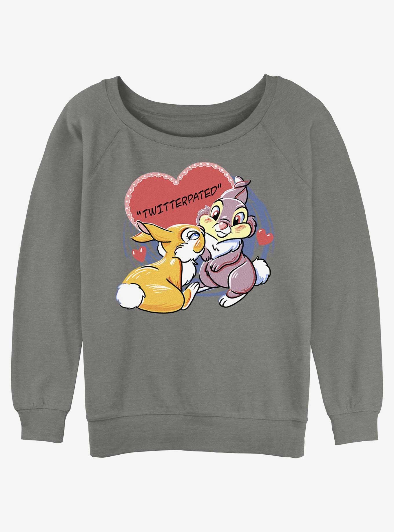 Disney Bambi Thumper Loves Miss Bunny Twitterpated Girls Slouchy Sweatshirt, GRAY HTR, hi-res