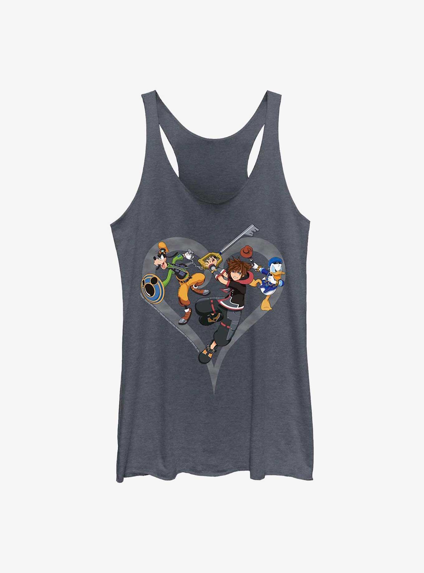 Disney Kingdom Hearts Sora Goofy Donald Girls Tank, NAVY HTR, hi-res