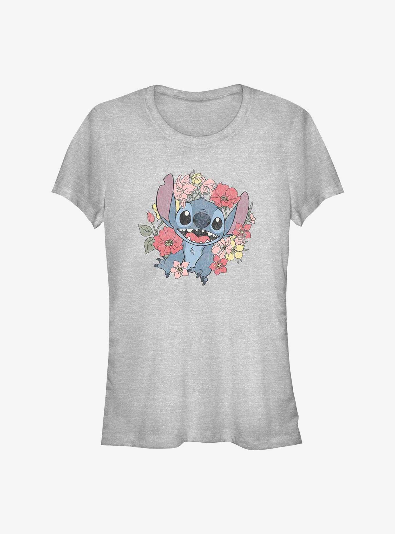 Disney Lilo & Stitch Floral Stitch Girls T-Shirt, ATH HTR, hi-res