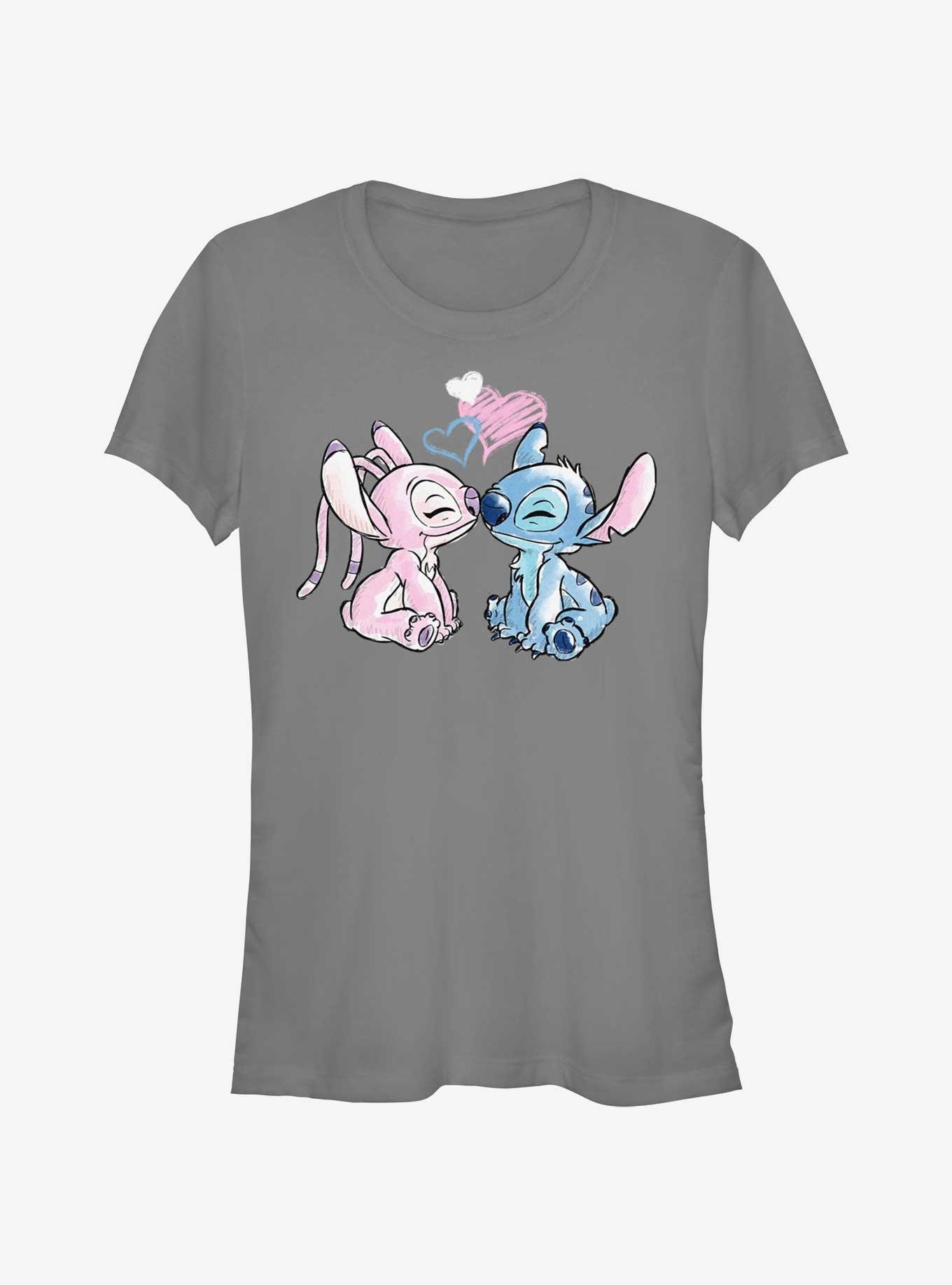 Disney Lilo & Stitch Angel Loves Stitch Girls T-Shirt - GREY