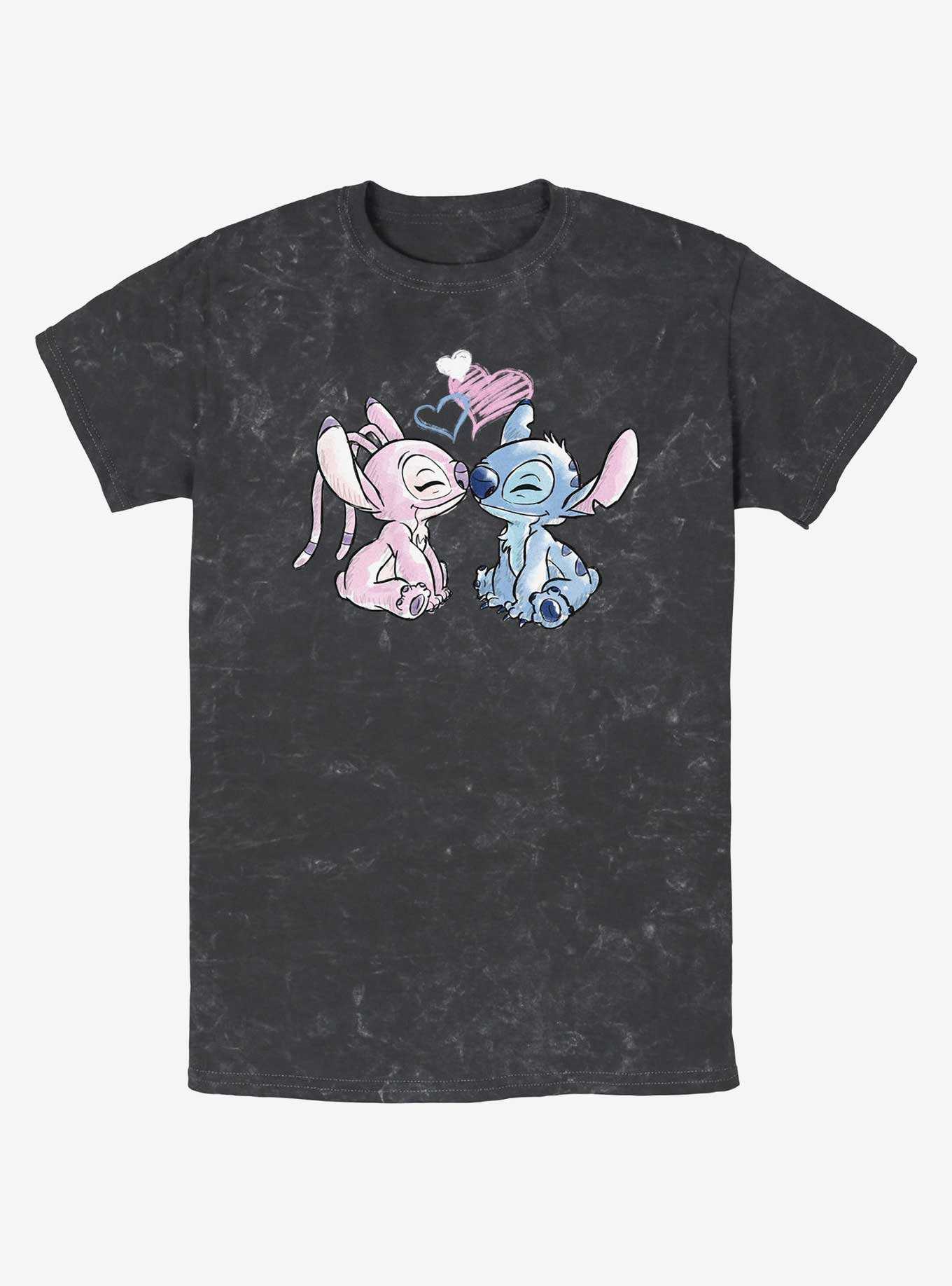 Disney Lilo & Stitch Angel Loves Stitch Mineral Wash T-Shirt, , hi-res