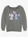 Disney Lilo & Stitch Angel Loves Stitch Girls Slouchy Sweatshirt, GRAY HTR, hi-res
