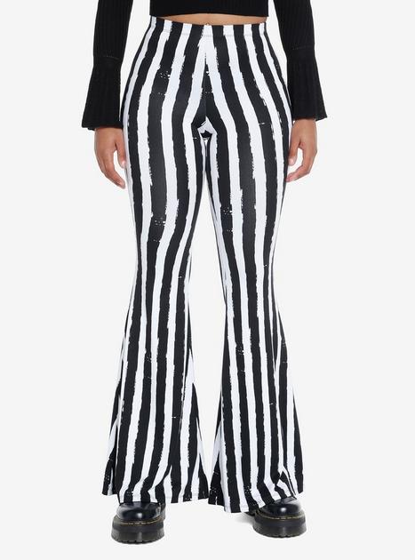 Cosmic Aura Black & White Stripe Girls Flare Pants | Hot Topic