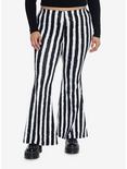 Cosmic Aura Black & White Stripe Girls Flare Pants Plus Size, STRIPE - WHITE, hi-res