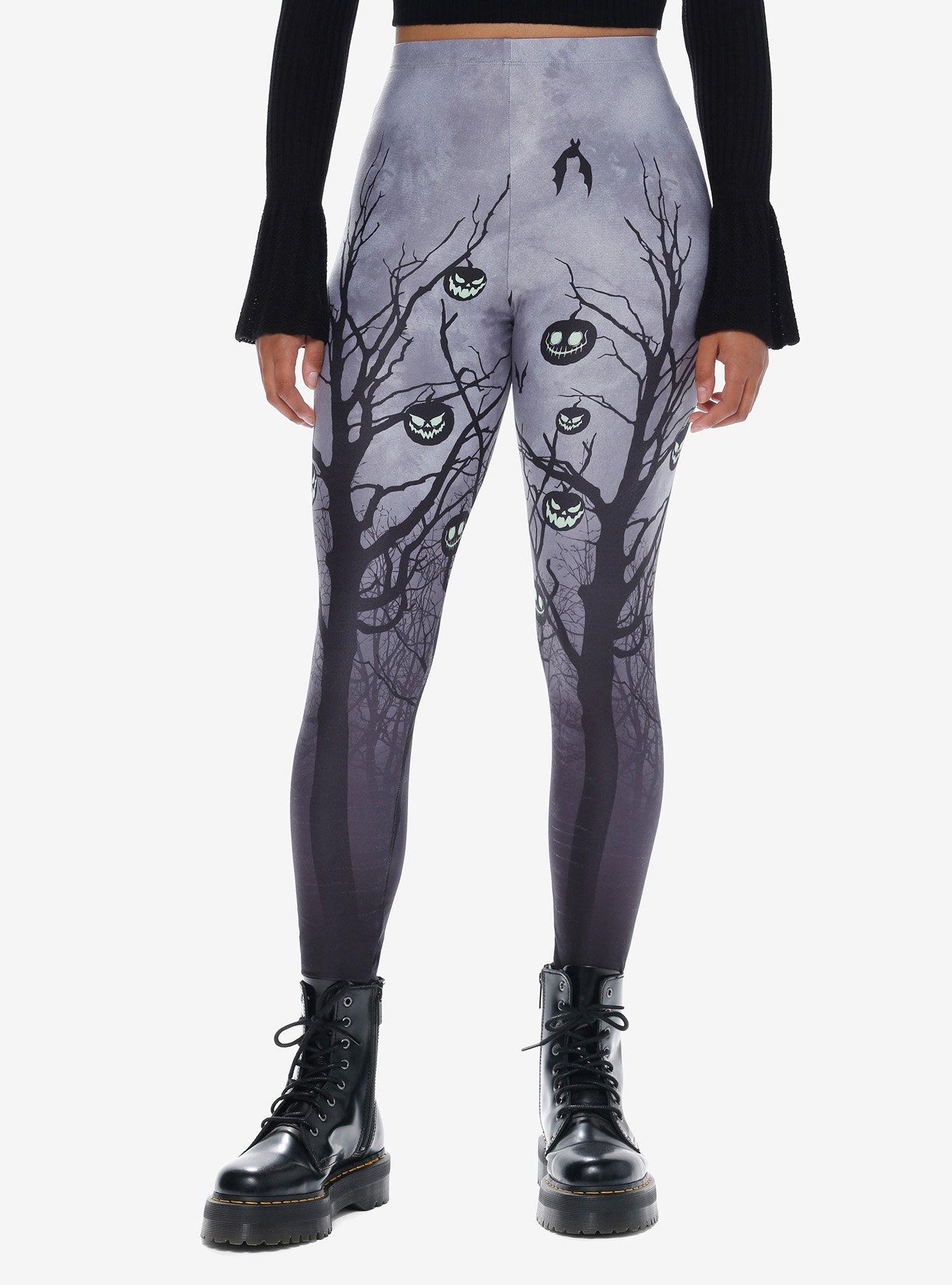 Scary Pumpkin Leggings, BLACK, hi-res