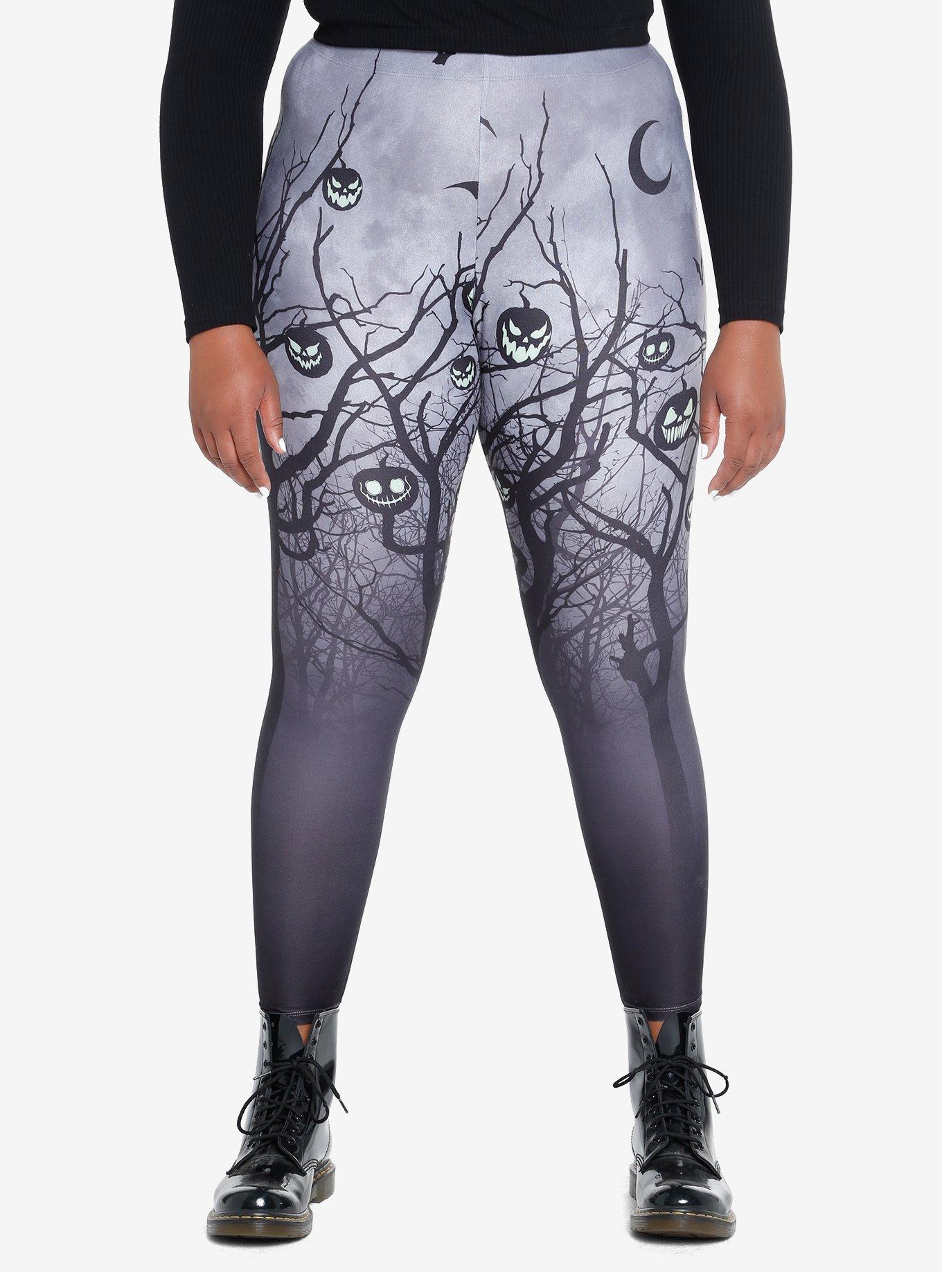 Scary Pumpkin Leggings Plus Size, BLACK, hi-res