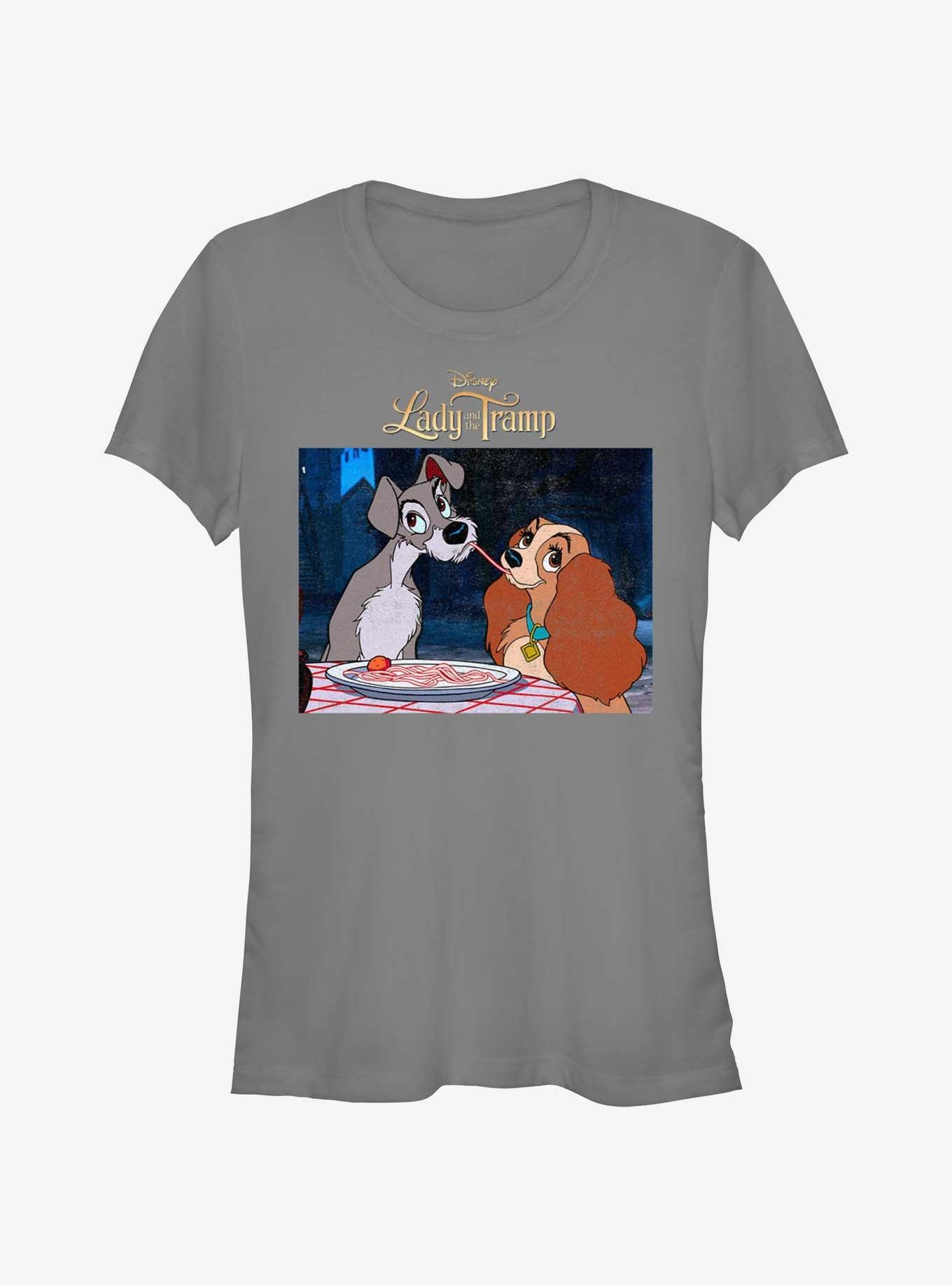 Disney Lady and the Tramp Share Spaghetti Girls T-Shirt, CHARCOAL, hi-res
