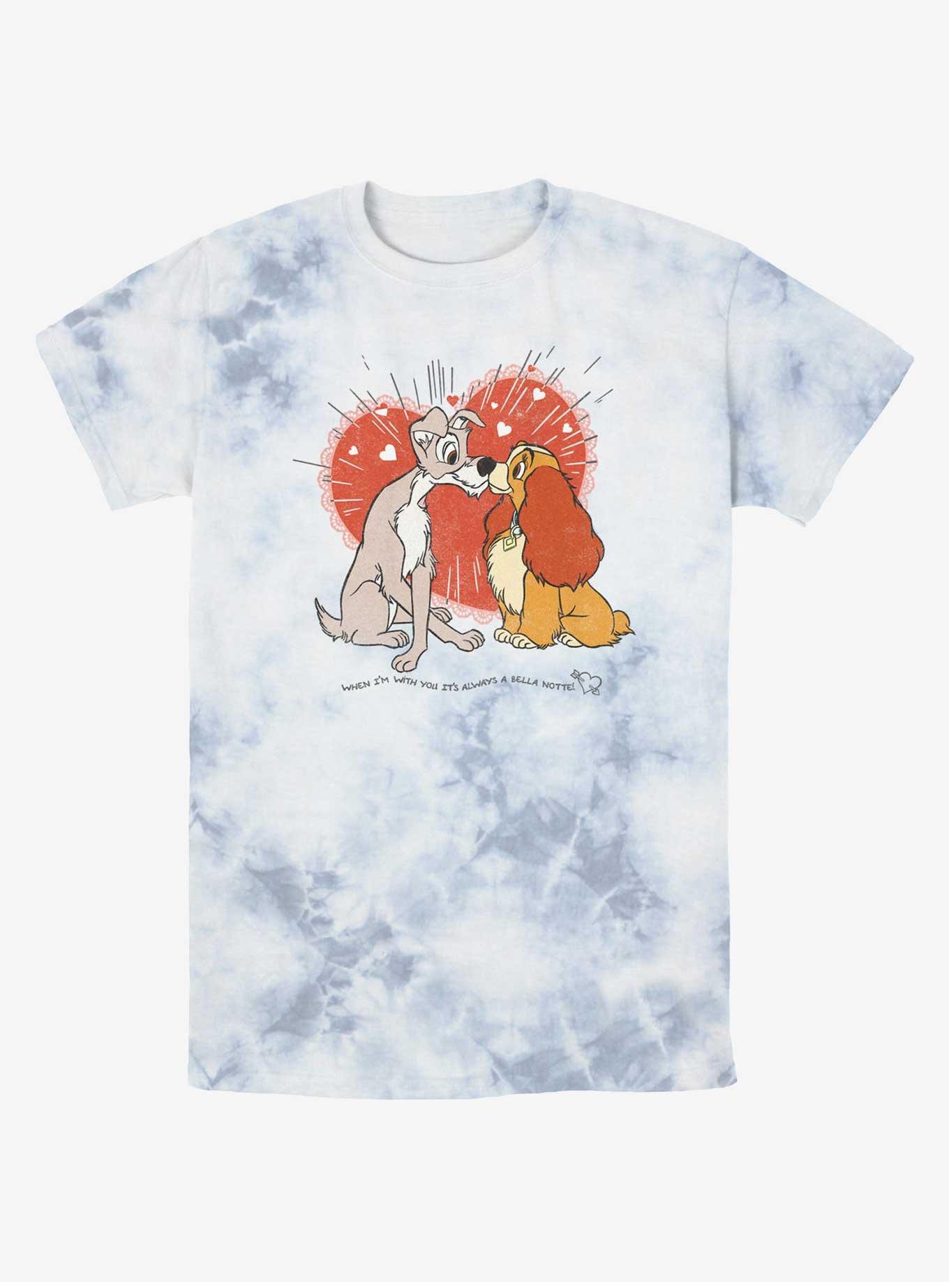 Disney Lady and the Tramp Bella Notte Lovers Tie-Dye T-Shirt, WHITEBLUE, hi-res