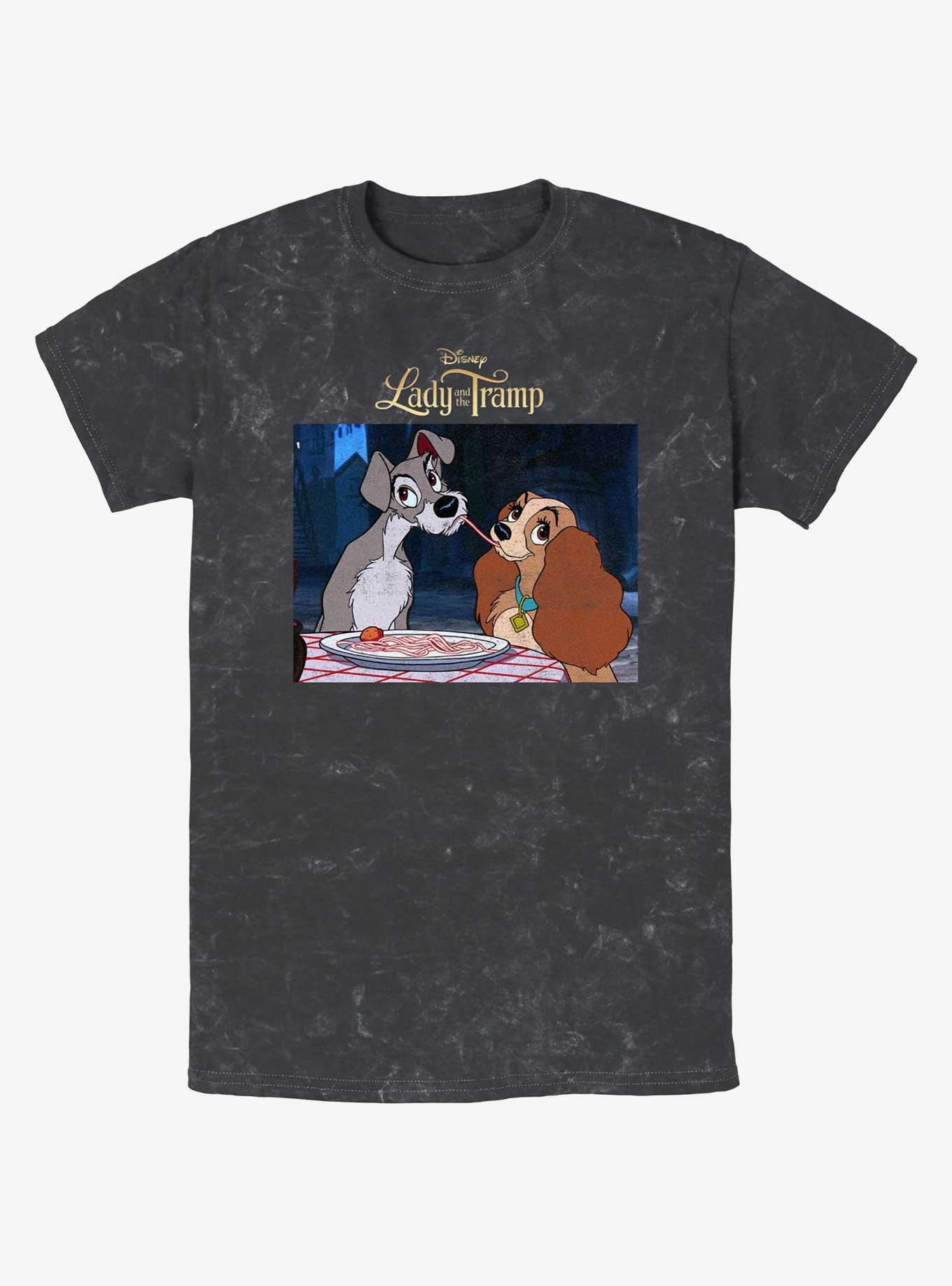 Disney Lady and the Tramp Share Spaghetti T-Shirt, BLACK, hi-res