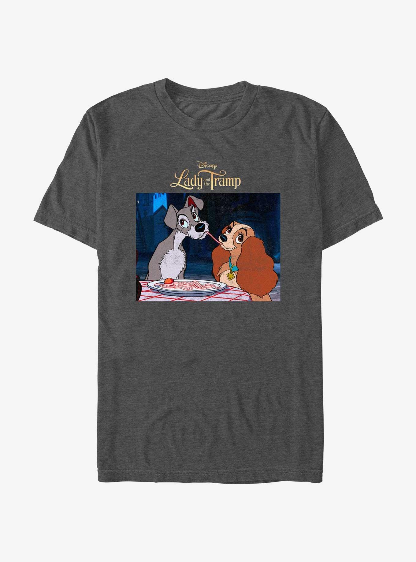 Disney Lady and the Tramp Share Spaghetti T-Shirt, CHAR HTR, hi-res