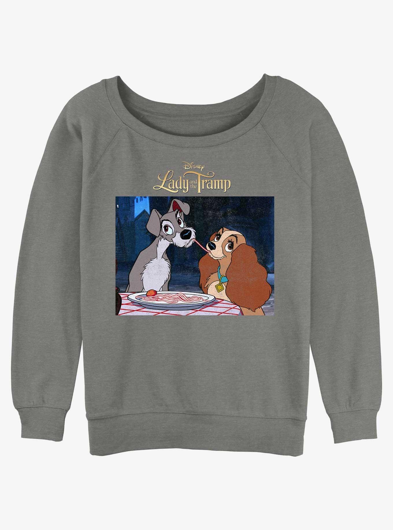 Disney Lady and the Tramp Share Spaghetti Girls Slouchy Sweatshirt