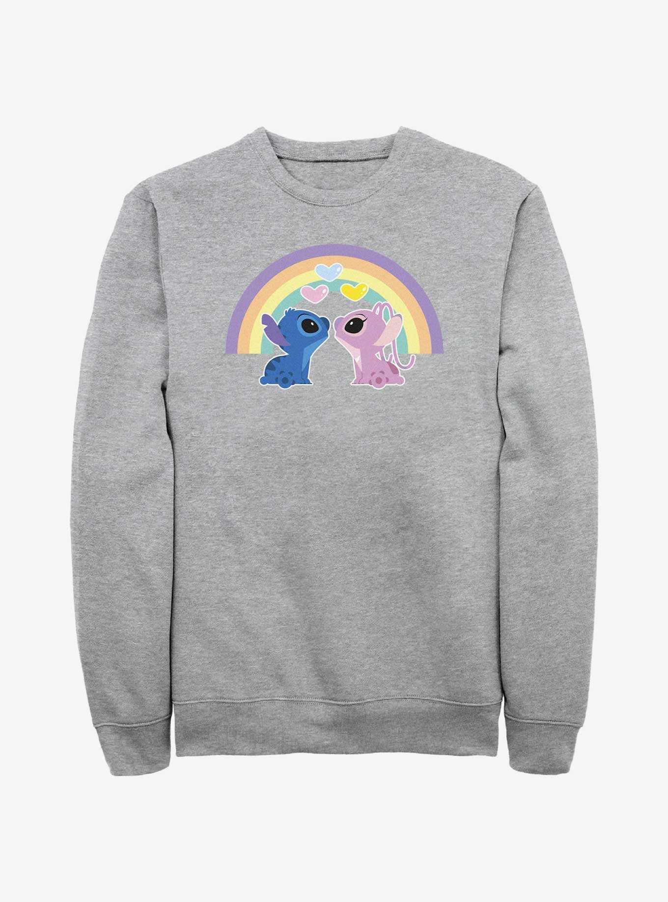 Disney Lilo & Stitch Angel & Stitch Love Under The Rainbow Sweatshirt, , hi-res