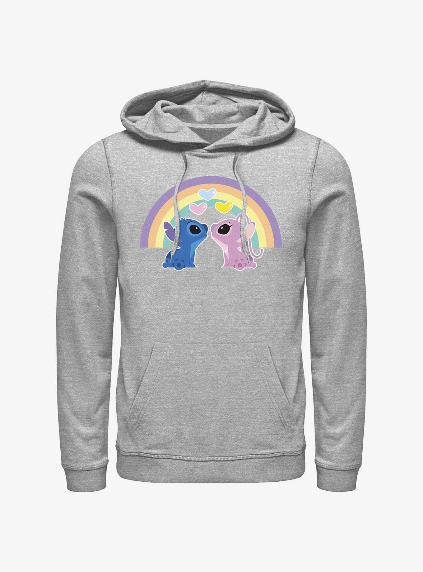 Disney Lilo & Stitch Angel & Stitch Love Under The Rainbow Hoodie, ATH HTR, hi-res