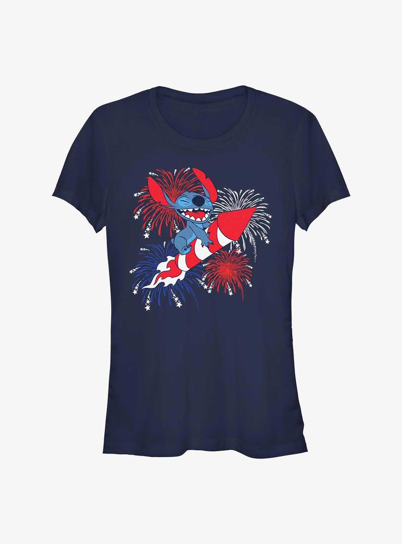 Disney Lilo & Stitch Riding Fireworks Girls T-Shirt, , hi-res