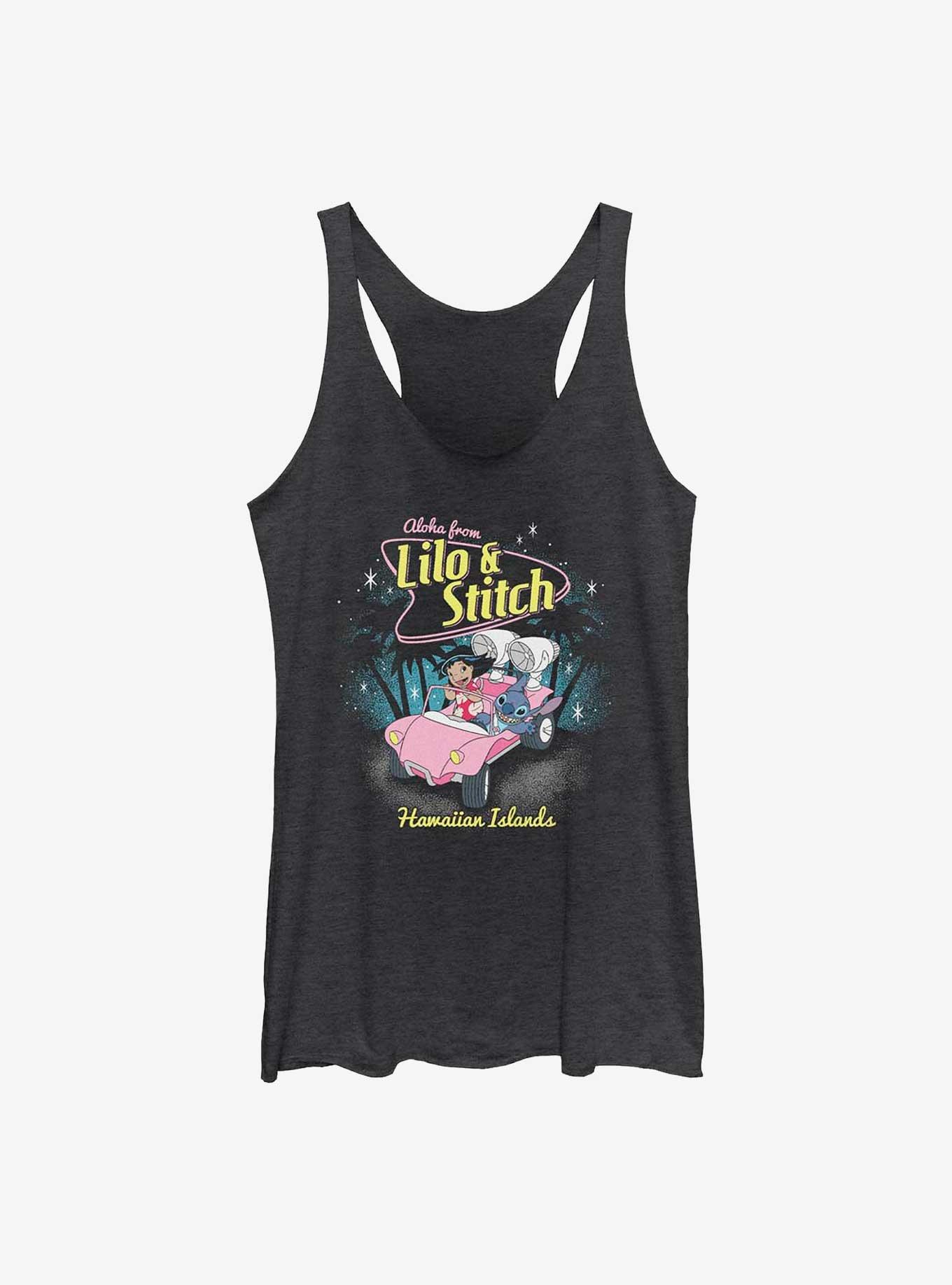 Disney Lilo & Stitch Aloha From Hawaiian Islands Girls Tank, BLK HTR, hi-res