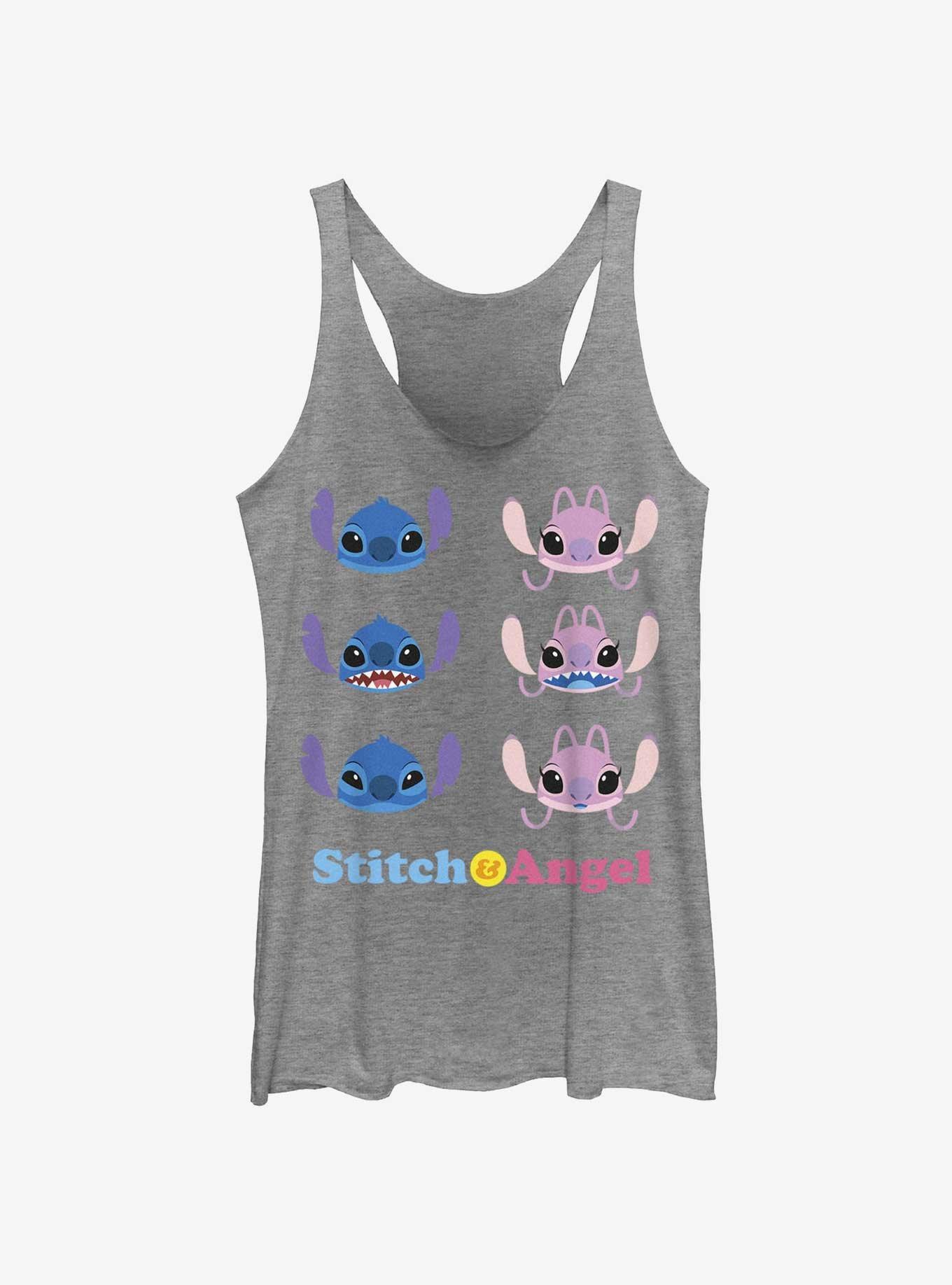 Disney Lilo & Stitch Angel & Stitch Faces Girls Tank, GRAY HTR, hi-res