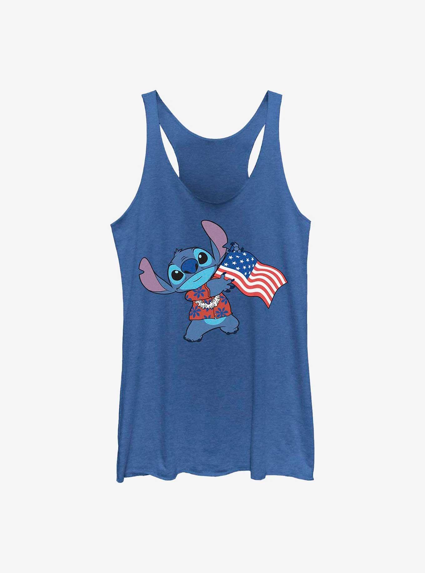 Disney Lilo & Stitch Tropic Stitch American Flag Girls Tank, ROY HTR, hi-res