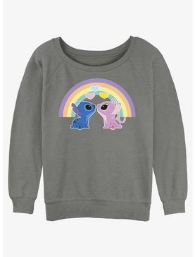 Disney Lilo & Stitch Angel & Stitch Love Under The Rainbow Girls Slouchy Sweatshirt, , hi-res