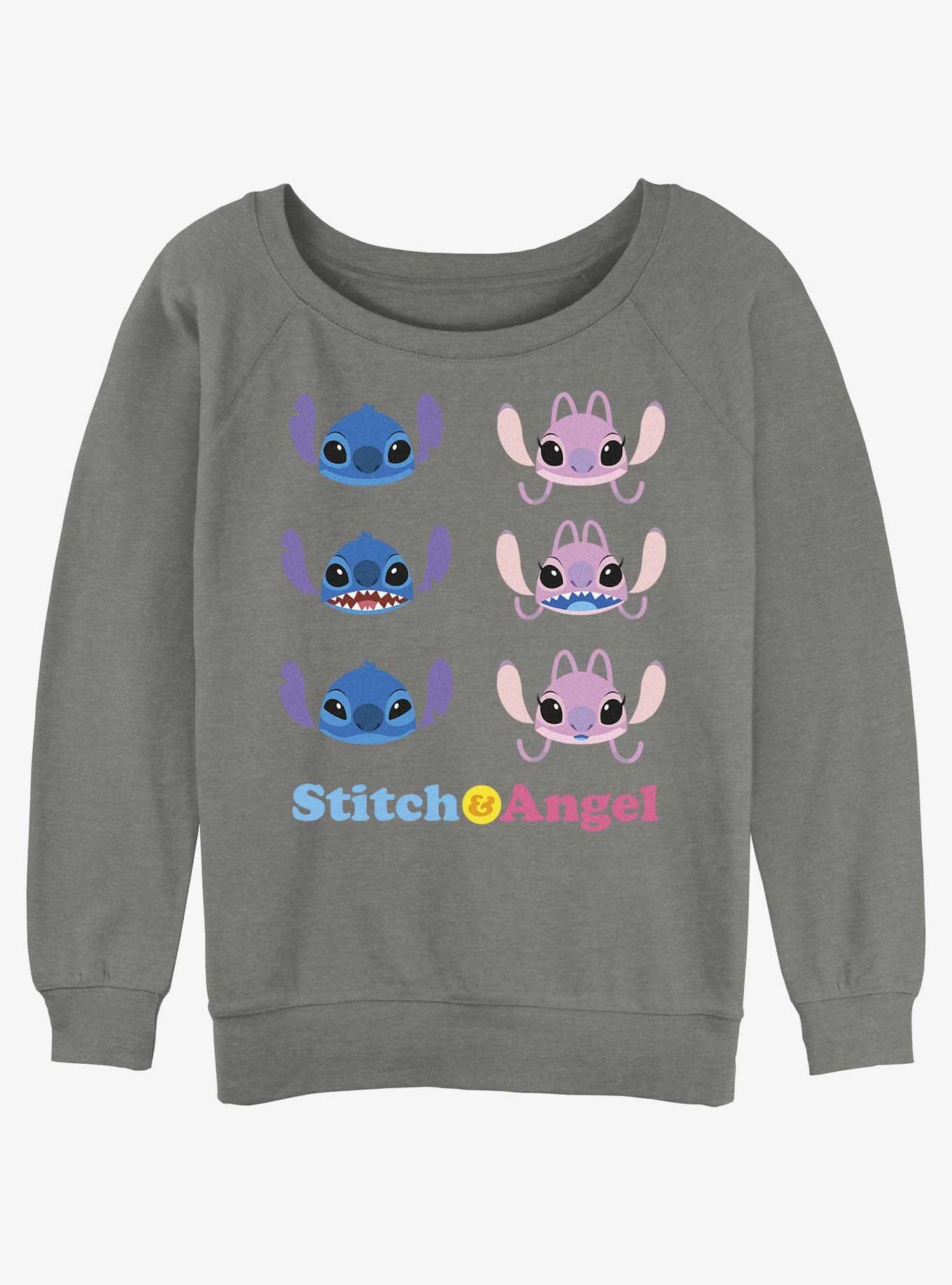 Disney Lilo & Stitch Angel & Stitch Faces Girls Slouchy Sweatshirt