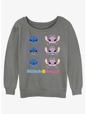 Disney Lilo & Stitch Angel & Stitch Faces Girls Slouchy Sweatshirt, , hi-res