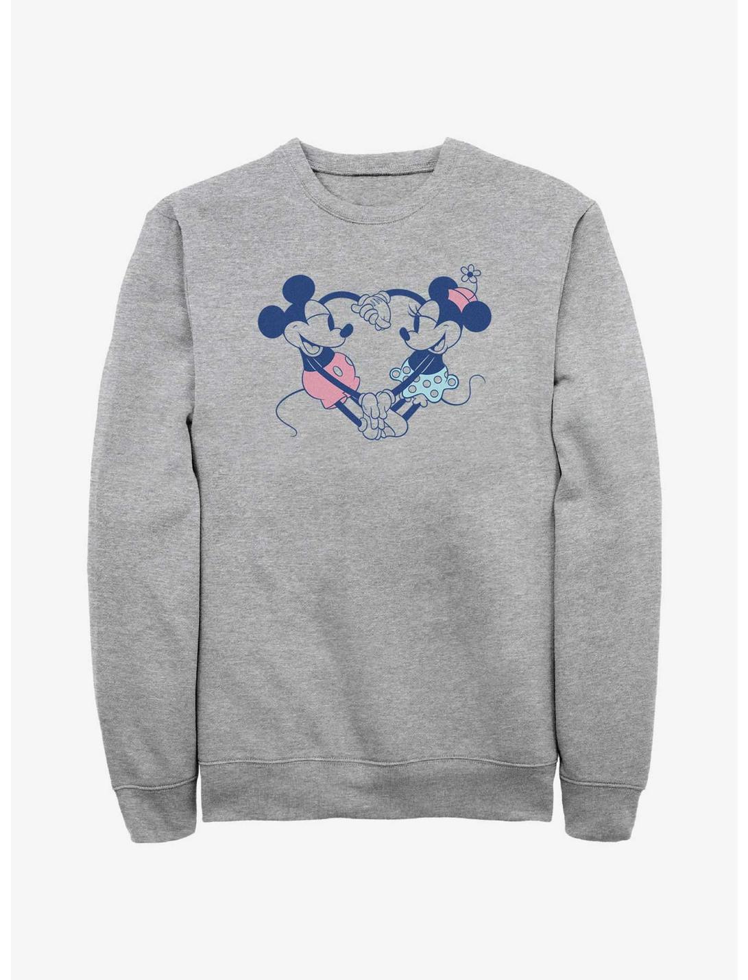 Disney Mickey Mouse & Minnie Mouse Heart Pair Sweatshirt, ATH HTR, hi-res