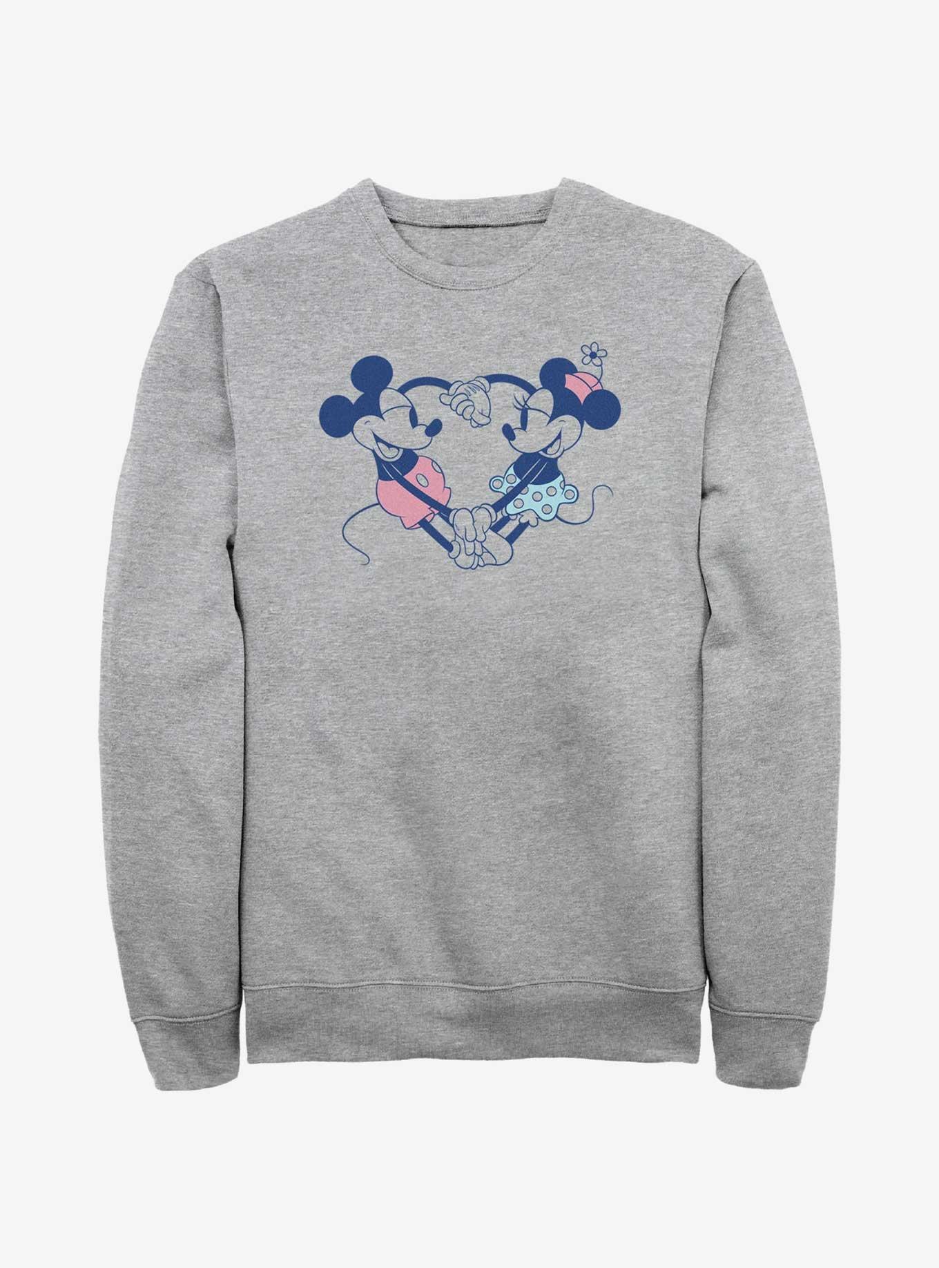 Disney Mickey Mouse & Minnie Mouse Heart Pair Sweatshirt, ATH HTR, hi-res