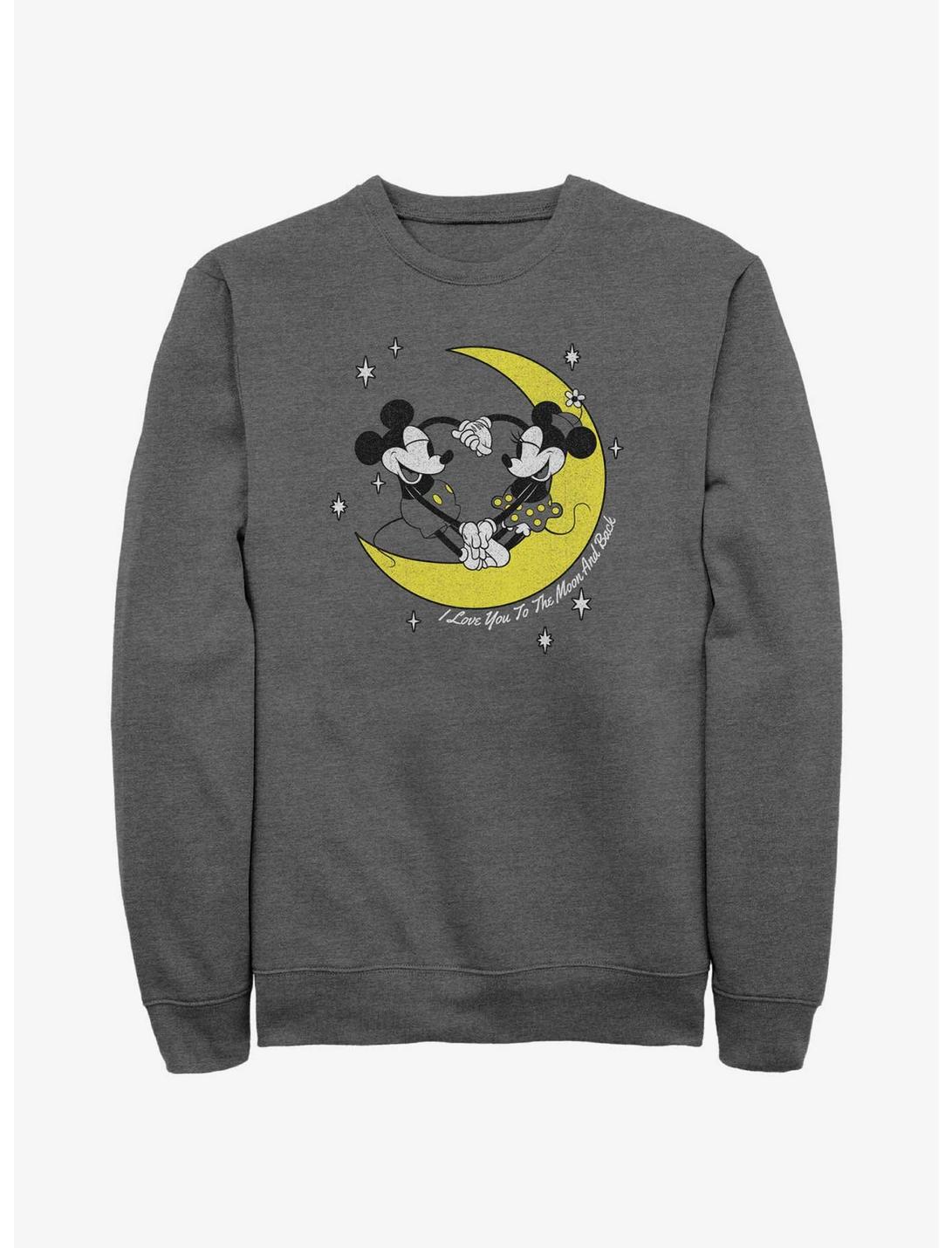 Disney Mickey Mouse & Minnie Mouse I Love You To The Moon And Back Sweatshirt, CHAR HTR, hi-res