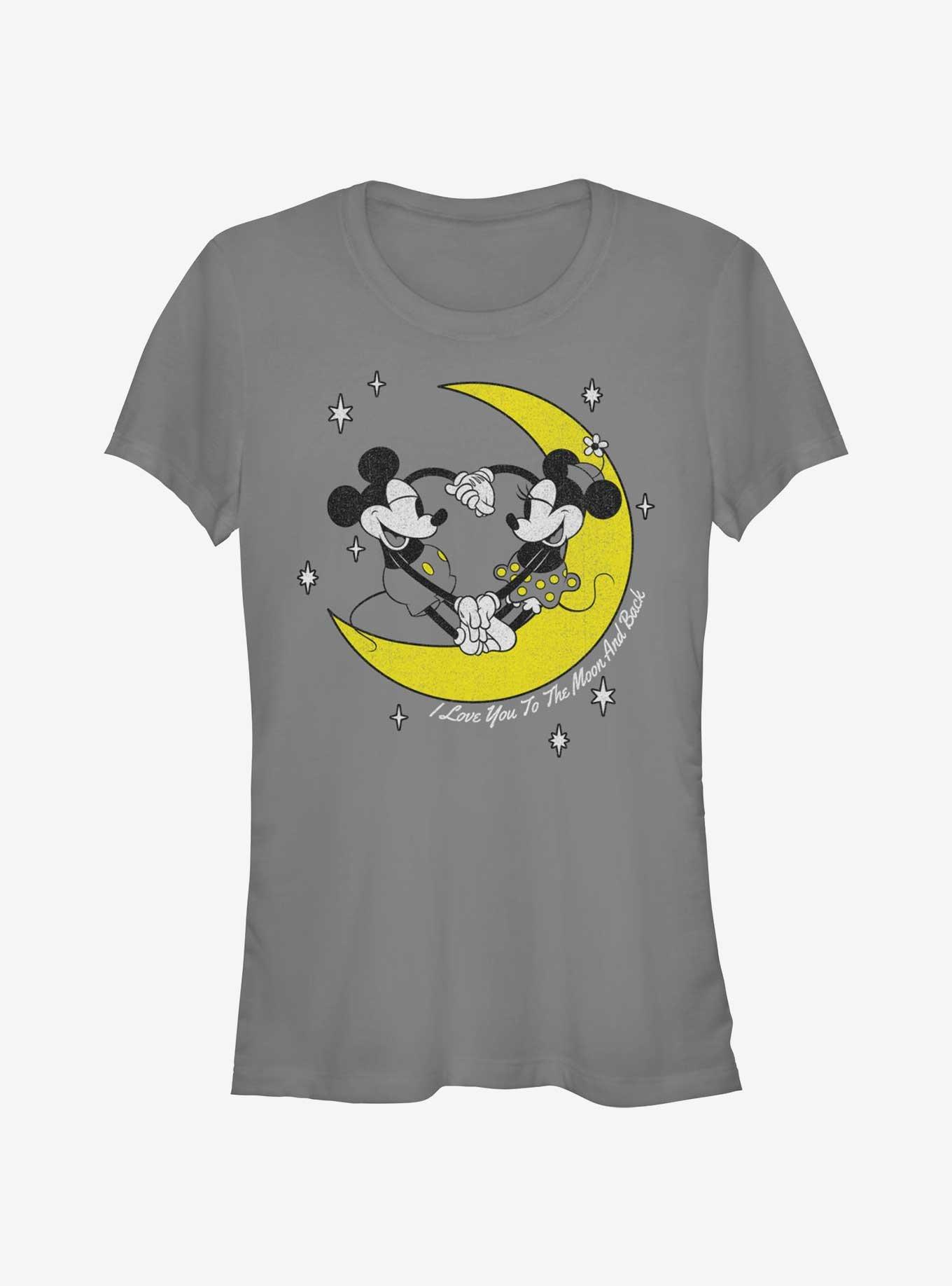 Disney Mickey Mouse & Minnie Mouse I Love You To The Moon And Back Girls  T-Shirt - GREY