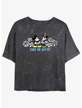 Disney Mickey Mouse & Minnie Mouse Keep On Lovin' Mineral Wash Girls Crop T-Shirt, , hi-res