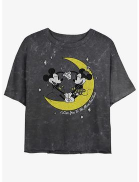 Disney Mickey Mouse I Love You To The Moon And Back Mineral Wash Girls Crop T-Shirt, , hi-res