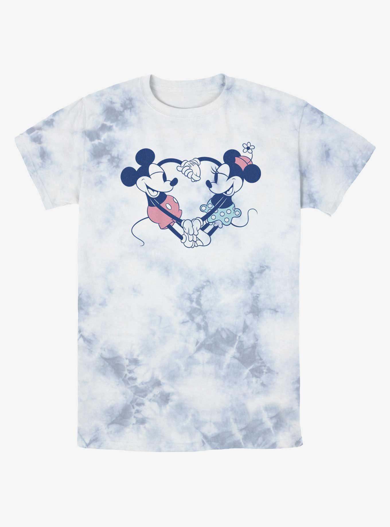 Disney Mickey Mouse & Minnie Mouse Heart Pair Tie-Dye T-Shirt, WHITEBLUE, hi-res