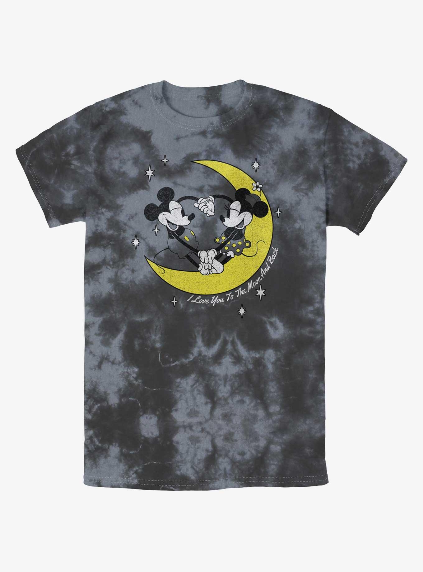 Disney Mickey Mouse & Minnie Mouse I Love You To The Moon And Back Tie-Dye T-Shirt, BLKCHAR, hi-res