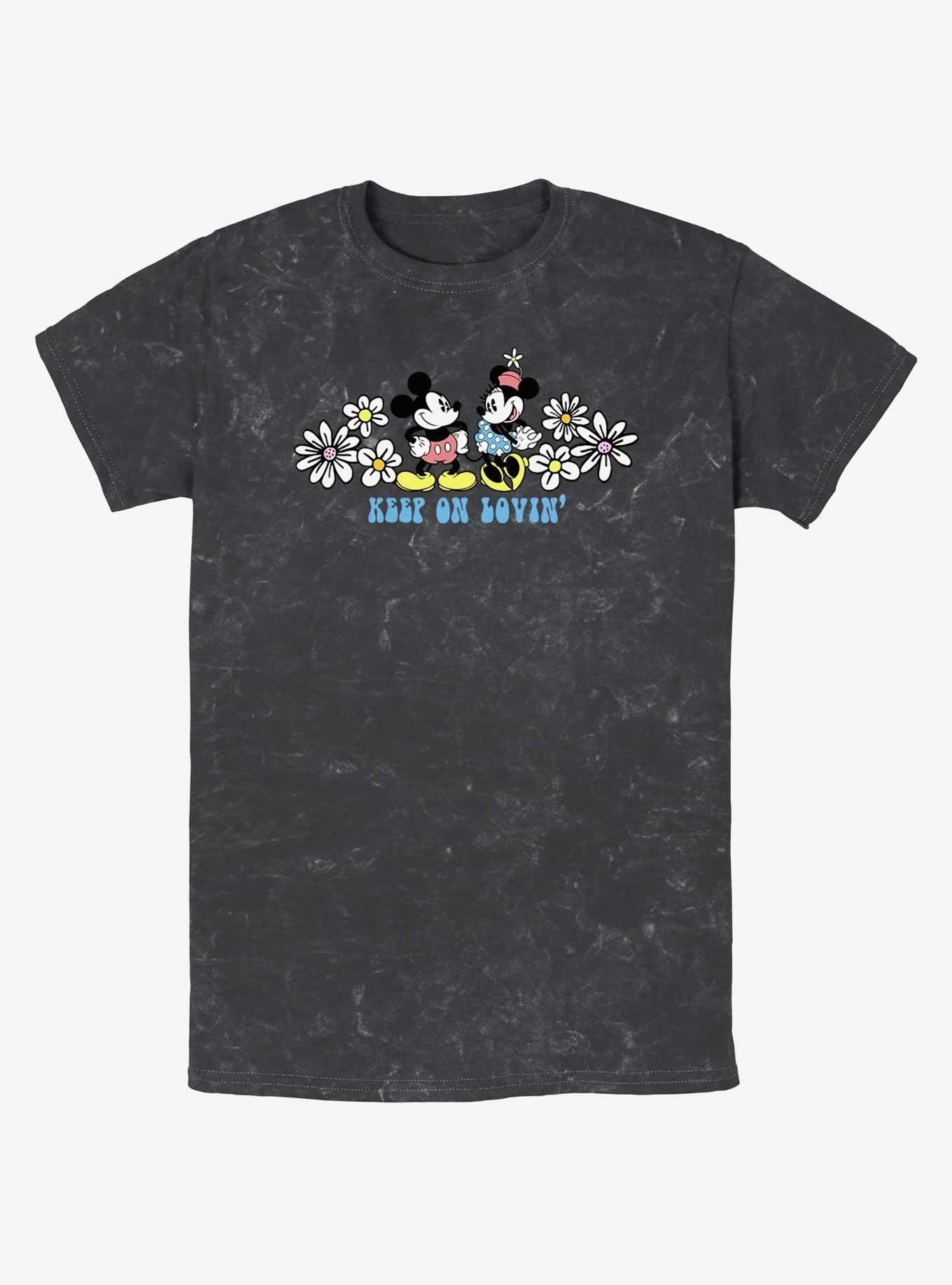 Disney Mickey Mouse & Minnie Mouse Keep On Lovin' Mineral Wash T-Shirt, BLACK, hi-res