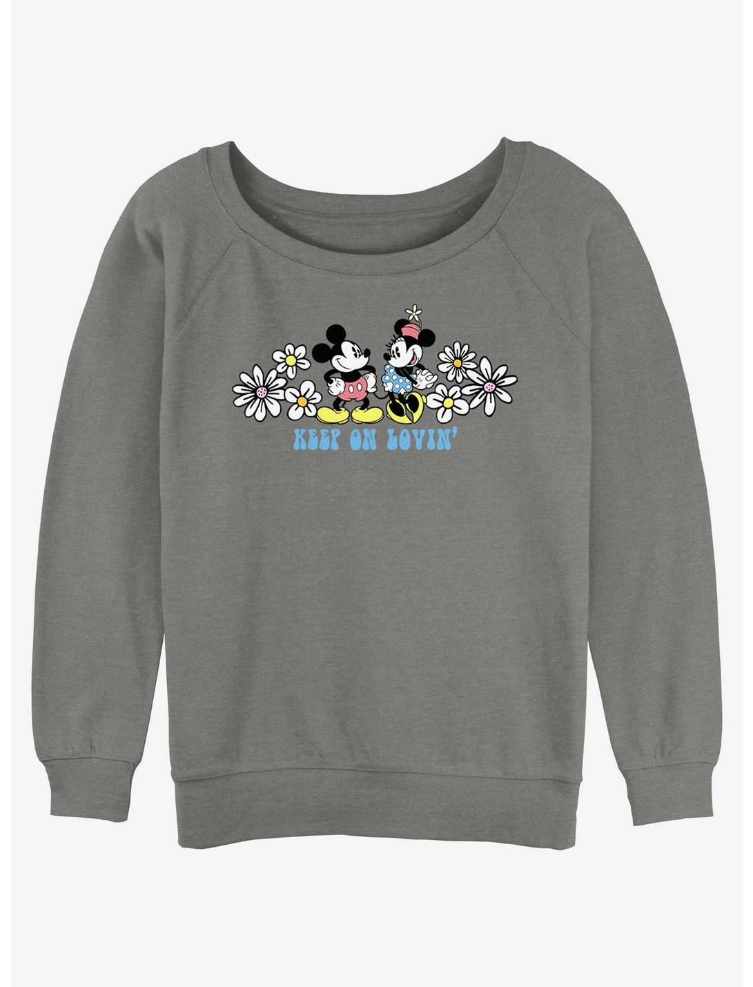 Disney Mickey Mouse & Minnie Mouse Keep On Lovin' Girls Slouchy Sweatshirt, GRAY HTR, hi-res
