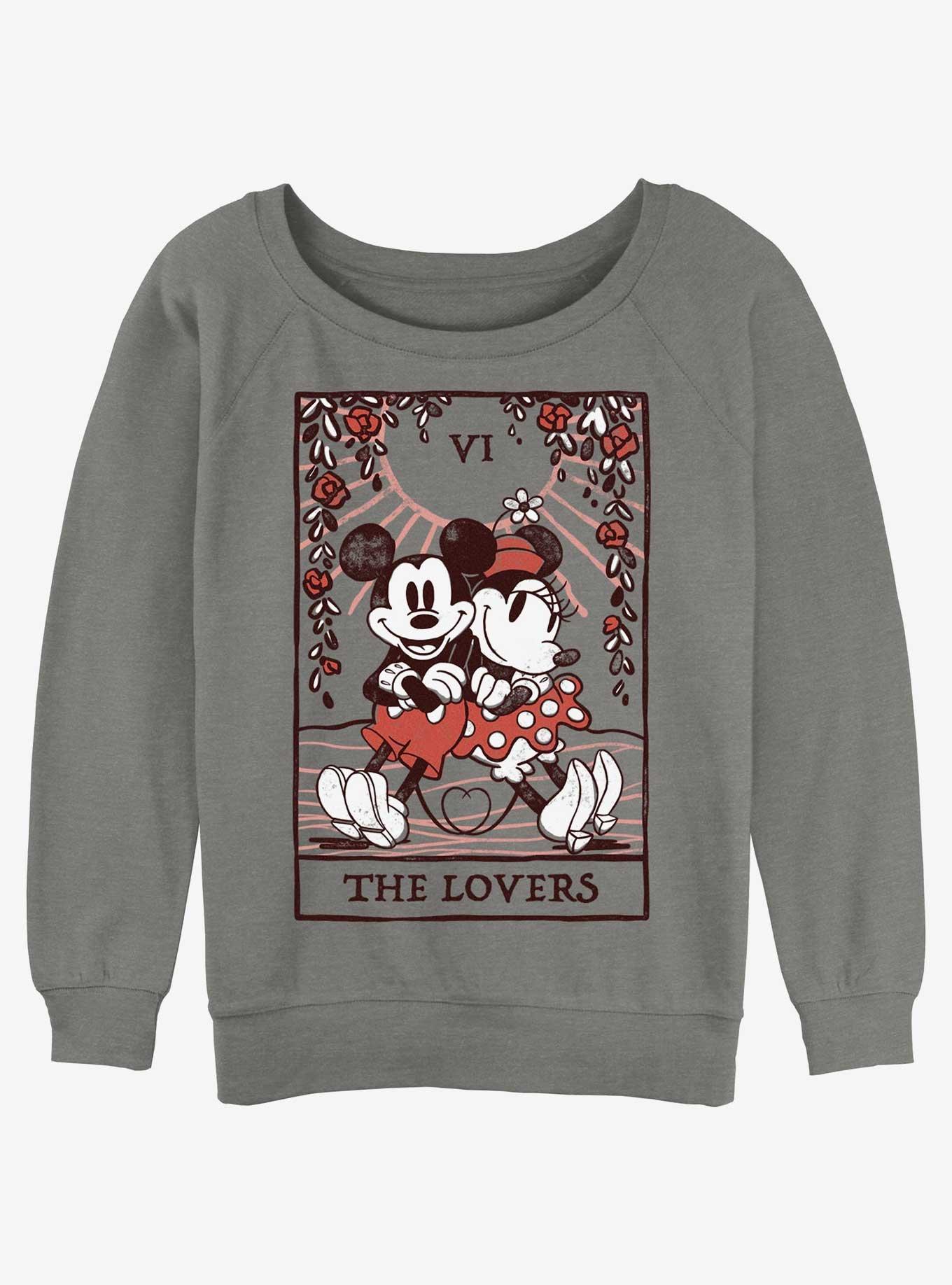Disney Mickey Mouse & Minnie Mouse The Lovers Girls Slouchy Sweatshirt, GRAY HTR, hi-res