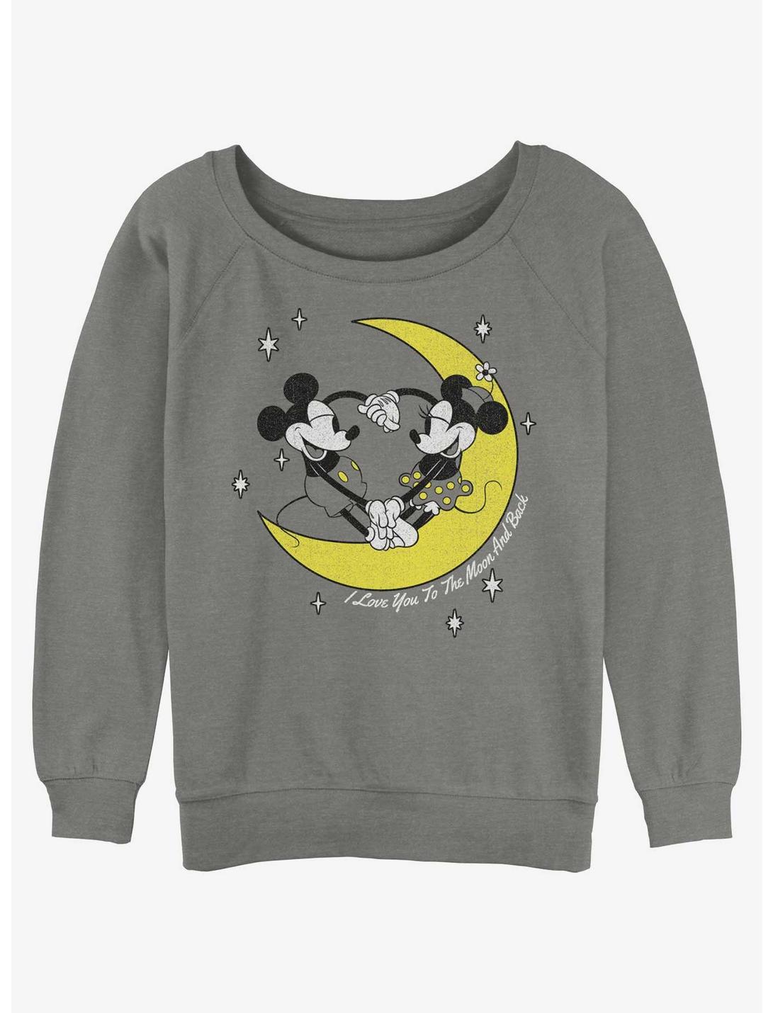 Disney Mickey Mouse I Love You To The Moon And Back Girls Slouchy Sweatshirt, GRAY HTR, hi-res