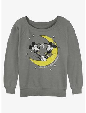 Plus Size Disney Mickey Mouse I Love You To The Moon And Back Girls Slouchy Sweatshirt, , hi-res