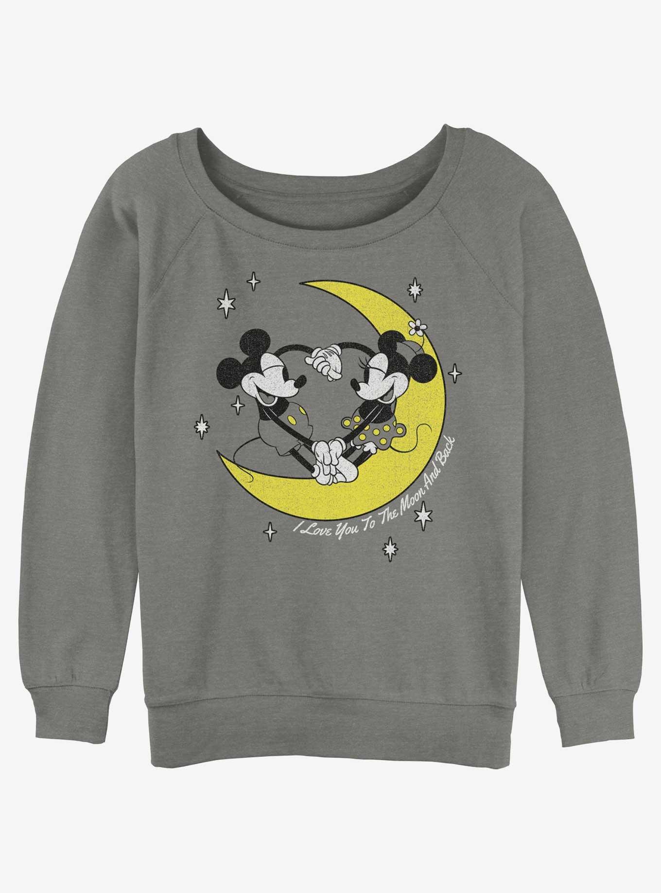Disney Mickey Mouse & Minnie Mouse I Love You To The Moon And Back Girls Slouchy Sweatshirt, GRAY HTR, hi-res