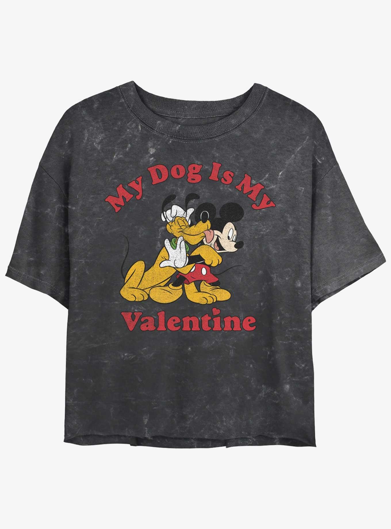 Disney Mickey Mouse & Pluto Love My Dog Mineral Wash Girls Crop T-Shirt, , hi-res