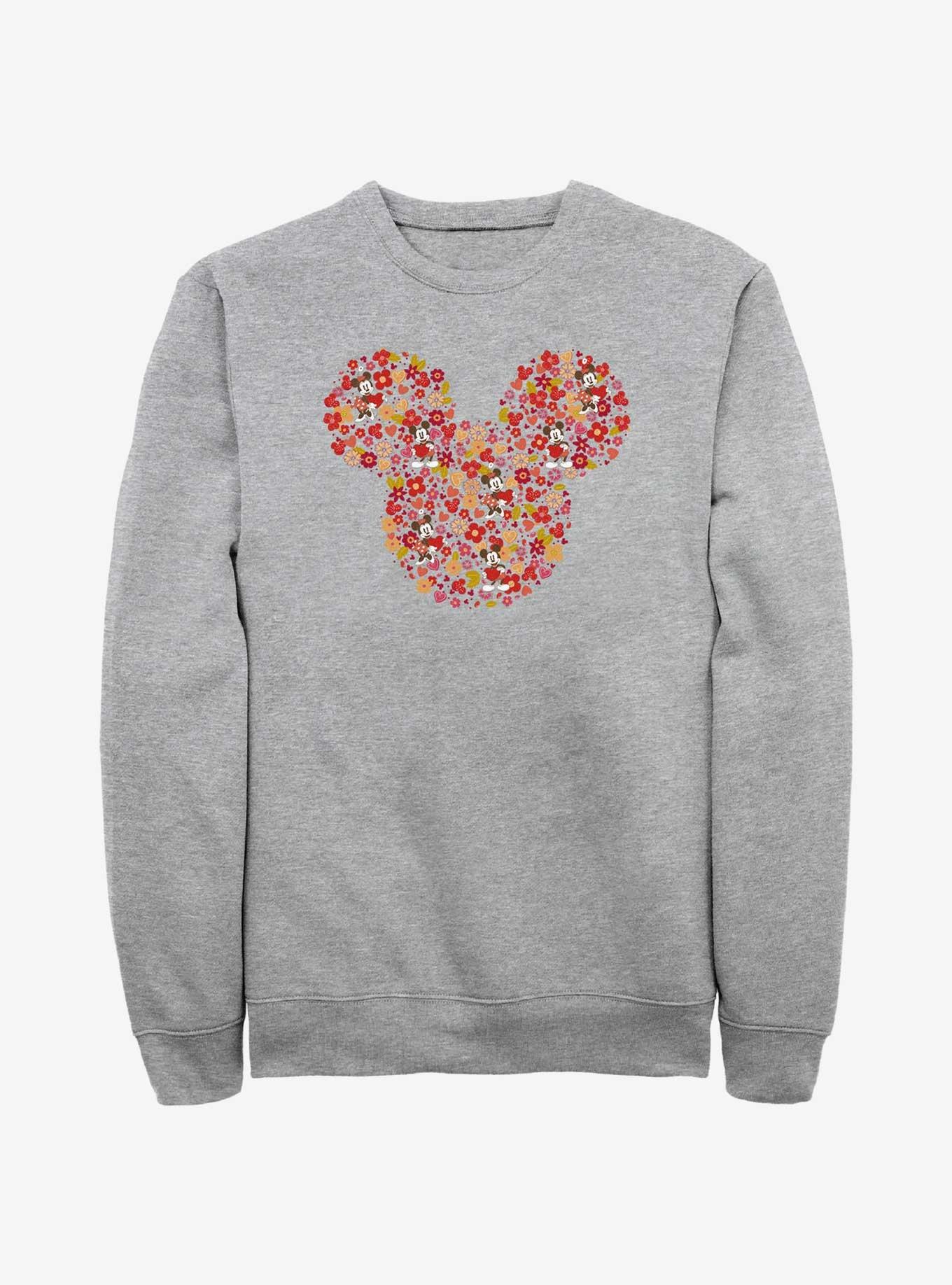 Disney Mickey Mouse Mickey Flowers Sweatshirt, ATH HTR, hi-res
