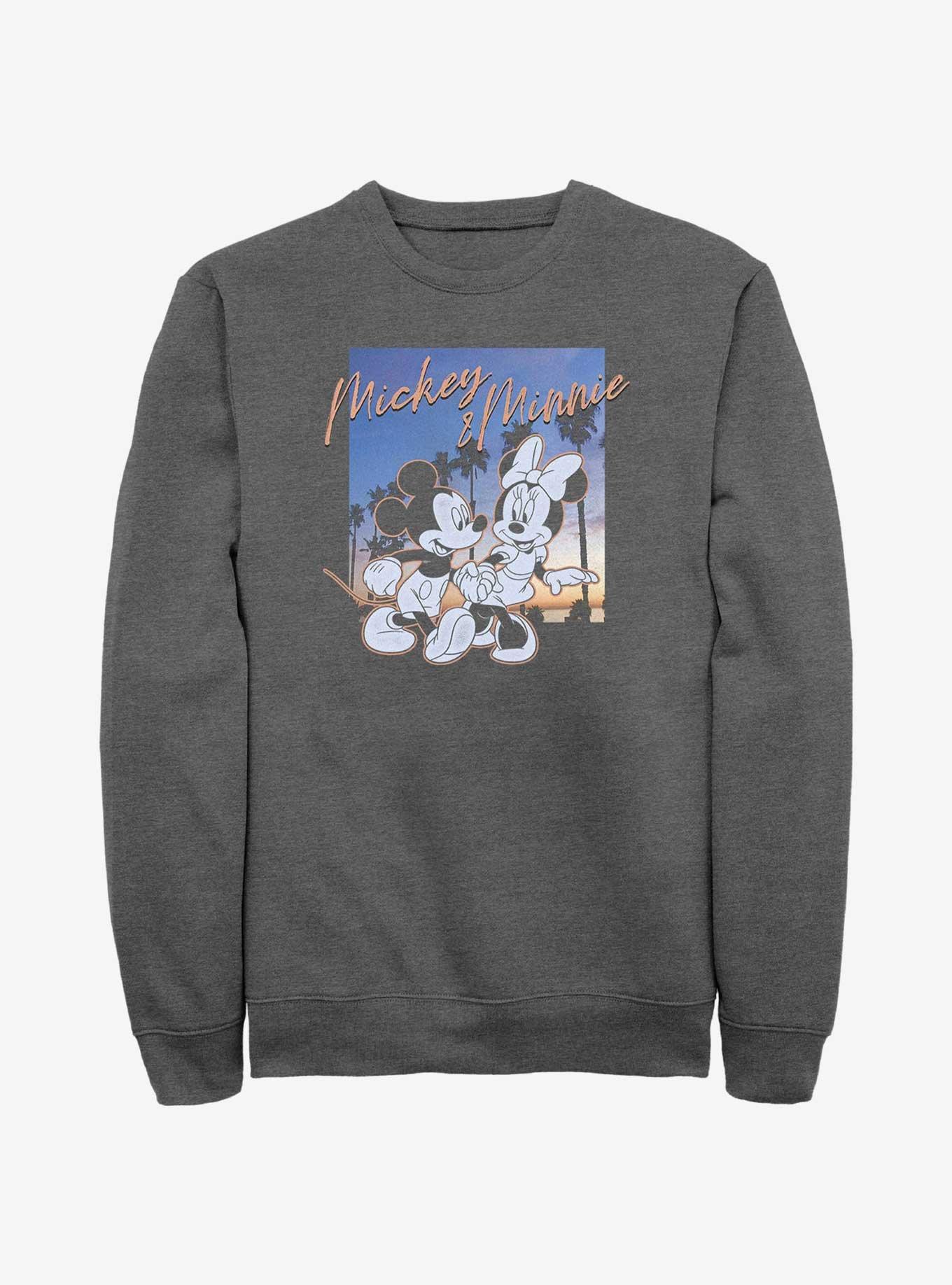 Disney Mickey Mouse & Minnie Mouse Sunset Couple Sweatshirt, CHAR HTR, hi-res