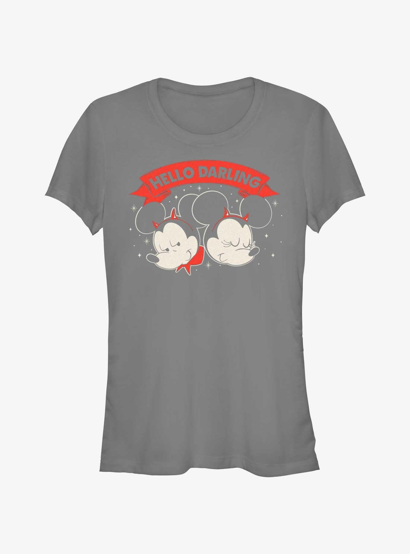 Disney Mickey Mouse & Minnie Mouse Hello Darling Girls T-Shirt, CHARCOAL, hi-res