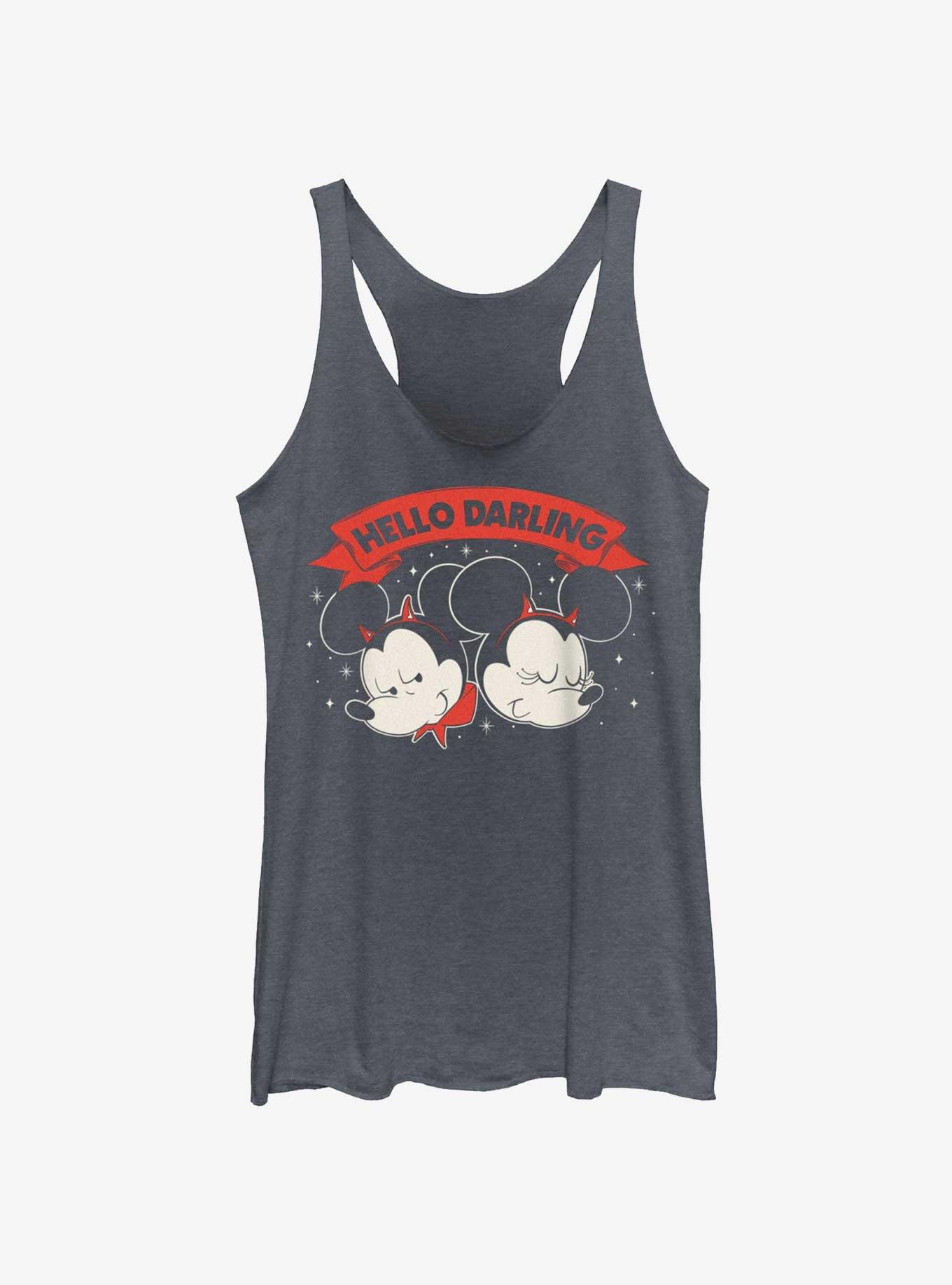 Disney Mickey Mouse & Minnie Mouse Hello Darling Girls Tank Top, NAVY HTR, hi-res