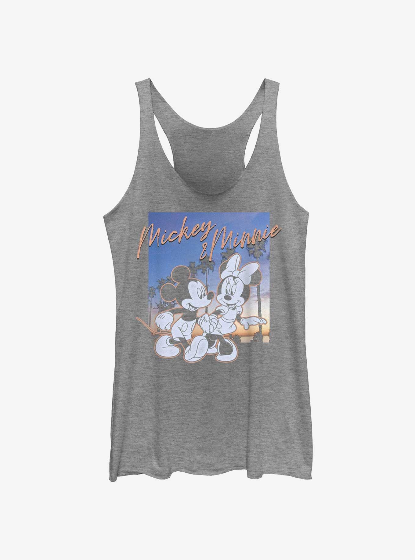 Disney Mickey Mouse & Minnie Mouse Sunset Couple Girls Tank Top, GRAY HTR, hi-res